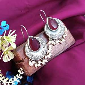 Mayorista DE LA India Fabricante de joyas Cristal bohemio oxidado Perla de imitación Gancho de gota Pendientes DE BODA Joyería de moda para mujeres - Product Image 2