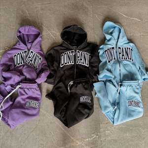 Ensemble de survêtement unisexe à capuche zippée surdimensionnée, style streetwear, coupe ample et courte, 2 pièces, sweat-shirt à capuche lourd - Product Image 4