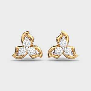 Pendientes de Diamantes Cultivados en Laboratorio Swirl, Oro Rosa/Blanco/Amarillo de 9K, Rodio, Certificación IGI, Diseño de Tres Piedras, Regalos para Aniversario o Fiesta - Product Image 1