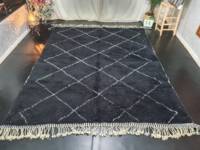 Alfombra abstracta negra de alta calidad, alfombra bereber, alfombra Bohemia geométrica lisa, hermosa alfombra para decoración del hogar, el mejor proveedor de Alibaba