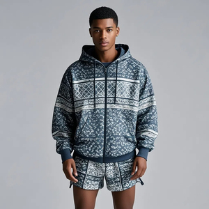 Vente en gros, coupe-vent luxe en nylon, survêtements, survêtements, ensemble coupe-vent court pour hommes, ensembles sweat à capuche zippé et jogger 2025 - Product Image 2
