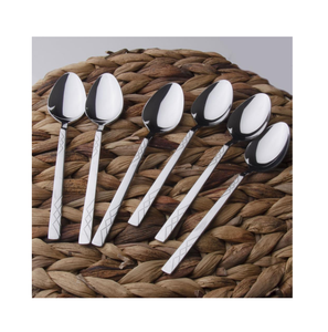 Élégante cuillère à dessert en acier inoxydable 6 pièces Cuillère à poignée personnalisée de dernière conception Prix de gros - Product Image 1