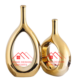 Vaisselle Vase à Fleurs Hôtel Ware Usage Aluminium Coulé Personnalisé Meilleur Vendeur Ensemble de 3 Abstrait Vase à Fleurs Hallow Qualité Supérieure - Product Image 4