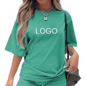Vente en gros T-shirt surdimensionné en coton personnalisé Ensemble deux pièces pour femmes Nouveaux hauts à la mode Ensemble t-shirt et short décontractés - Product Image 6