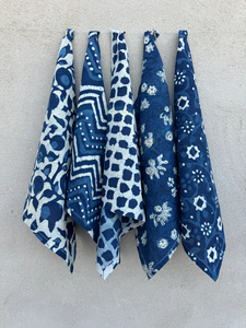 Serviettes bleu indigo 100% coton ensemble de serviettes de mariage Style Boho nappe réutilisable serviettes imprimées assorties - Product Image 6