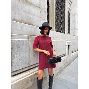 Vestido Midi de Gamuza Borgoña para Mujer missJANELL, con Tela 100% Poliéster, Estilo Casual Elegante para Uso Diario - Product Image 2