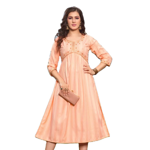 La última y elegante colección de Rayon Kurtis para mujer con bordado pesado Alia Cut para mujer - Product Image 1