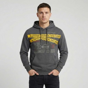 Sweat à capuche streetwear d'hiver pour homme, style industriel, imprimé graphique ruban de signalisation, coton épais, pull techwear, impression numérique - Product Image 1