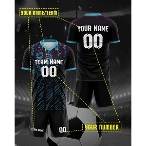 Vente en gros de maillots de football américain pour adultes Tops Coupe automatisée avec un design cool Maillot de football léger, respirant en noir - Product Image 3