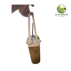 Portavasos Ecológico Hecho a Mano con Hojas de Bambú Natural de Vietnam, Reutilizable y Ecológico, con Asa para Cafeterías, Restaurantes y Comida para Llevar - Product Image 3