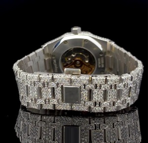 VVS1 Moissanite or blanc diamant montre mécanique automatique pour adultes boîtier en acier inoxydable verre unisexe 20m résistant à l'eau - Product Image 4