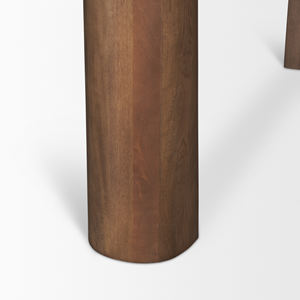 Table de salle à manger en bois de manguier massif, finition brun riche, texture lisse artisanale, courbes organiques, pour la maison, la cuisine, le restaurant - Product Image 5