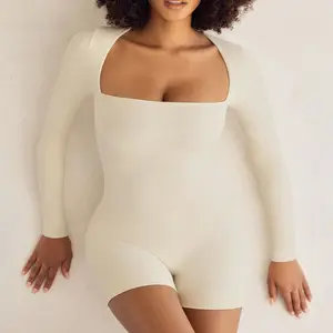 Beyaz zarif Catsuit tek parça dikişsiz uzun kollu en kaliteli seksi bayanlar Playsuits Bodysuits Bodycon tulumlar kadın