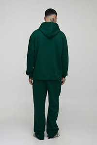 Sudadera con Capucha Estampada de Invierno para Hombre, Talla Grande, Diseño Bordado Personalizado en Verde Sólido, Transpirable, 100% Algodón, Calidad Premium - Product Image 3