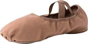Zapatos de Ballet elásticos de doble capa para niños y niñas, ropa de baile suave de lona con suela dividida plegable, cuero genuino - Product Image 5