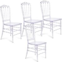 Set mit 4 eleganten Acryl-Esszimmers tühlen mit Rückenlehne Transparenter Ghost Clear Crystal Chiavari Event-Stuhl für Hochzeiten