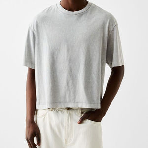 T-shirt à épaules tombantes pour hommes en gros avec impression bouffante nouveau style à manches courtes 100% coton - Product Image 1