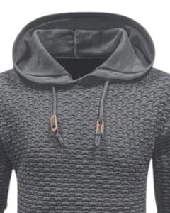 Sudadera con Capucha Personalizada para Hombre, Color Gris Carbón, Texturizada, de Manga Larga, Informal, para Invierno, con Capucha con Cordón y Puños Acanalados - Product Image 4