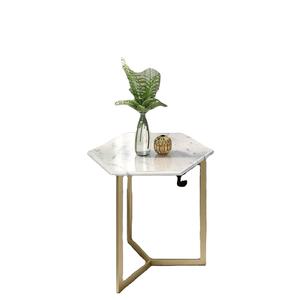 Mesa moderna de mármol para decoración del hogar, muebles de interior de diseño moderno, Color dorado y blanco, mesa de Metal para té y café - Product Image 1