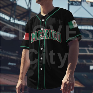Ville Baseball Jersey Personnalisé Sergé Cousu Logo Brodé Nom De L'équipe Baseball Sportswear Bouton Plus La Taille Hommes Respirant - Product Image 1