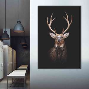 Elegant Deer Photography Canvas Print: Modern Farmhouse Decor,Black <b>Framed</b> - Product Image 1