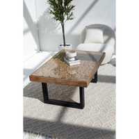 Table basse en bois de manguier avec dessus en verre Ashton