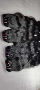 Vente en gros d'extensions de cheveux humains vierges droites crépues alignées sur les cuticules cheveux indiens bruts étirés simples extension de cheveux de donneur - Product Image 3