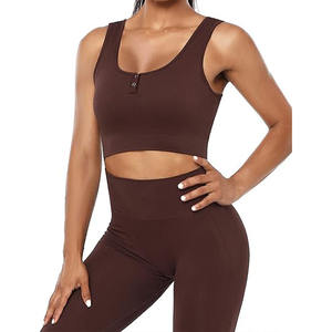 Ensemble de yoga orange élégant haut court et leggings de pyjama vêtements de fitness sans couture respirants pour femmes - Product Image 1