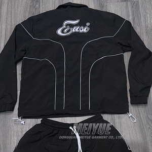 Polo personalizado con media cremallera Camisa de nailon reflectante de 3m Chaqueta cortavientos Conjunto corto Camisa de manga larga de gran tamaño y conjunto corto - Product Image 1