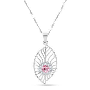 NOVAMART Fine Silver Diu Trendy Pendant Pink <b>Chain</b> Gold Stainless Steel Brass <b>Copper</b> Alloy Zircon Featuring Plant Number Shape C - Product Image 1