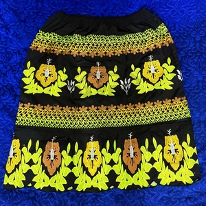 Micronishian Pohnpei jupe mi-longue décontractée pour femmes motif floral brodé Style Vintage taille naturelle ceinture élastique - Product Image 5