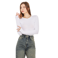 CUERPO DE MANGA LARGA DEDO DE CUELLO REDONDO ROPA INTERIOR DE MUJER CUERPO