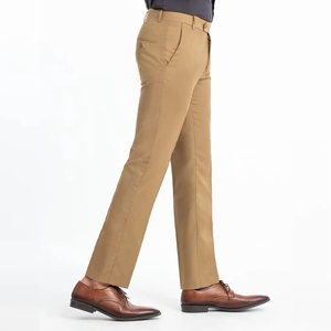 ชุดเดรสทำงานสำหรับผู้ชายกางเกงผ้าคอตตอนสีพื้นระบายอากาศได้ดี - Product Image 4