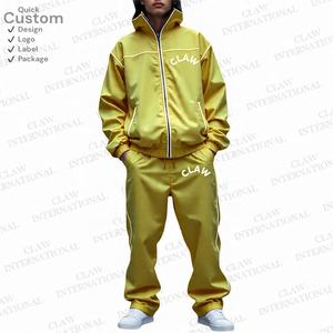 ชุดวอร์ม2ชิ้นไนลอนกันลมสำหรับผู้ชายชุดวิ่งออกกำลังกาย2ชิ้นผ้าไนลอนแบบรูดซิปแนววินเทจแบบกำหนดเอง - Product Image 5