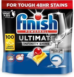 Pastillas para Lavavajillas Finish Quantum Infinity Shine, 100 Unidades, Aroma Original Fresco, Pastillas Detergentes con Poderoso Efecto de Limpieza y Brillo - Product Image 1