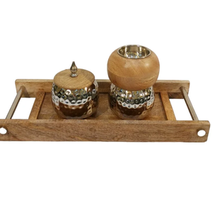 New <b>Hammered</b> Design Bakhoor Incense <b>Holder</b> Burner for Ramadan Fragrance Usage With Wooden Tray in Wholesale Price - Product Image 1