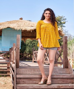 Les plus belles tenues de soirée Top Les filles portent avec Palazzo Imprimé Design Indien Readymade Femmes Adultes Tissage India & Pakistan Apparelgarment - Product Image 4