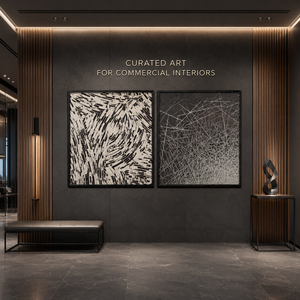 Black and <b>White</b> Abstract Paintings and Wall Arts Diptych Handmade Textured Painting Set for Living Room and Hotel Decorative - Product Image 2