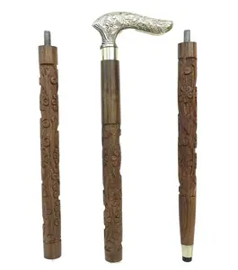 워킹 스틱 나무 지팡이 수제 조각 손 조각 남자 여자 경량 워킹 스틱 지팡이