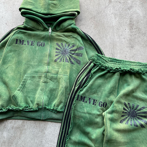 2025 nouveauté respirant lavage à l'acide survêtements pour hommes Streetwear broderie personnalisée en détresse Patch homme unisexe survêtements - Product Image 4