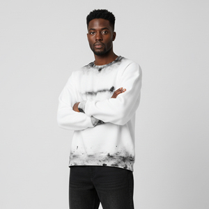 Sudadera de Forro Polar de Primera Calidad para Hombre, Cuello Redondo, Corte Holgado, Diseño Personalizado con Efecto de Tinta, 100% Algodón - Product Image 4