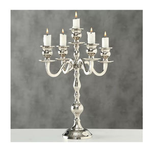 Candelabro de Metal de 5 brazos de plata brillante de tamaño personalizado atractivo soporte para velas de boda diseño único para tarro de velas - Product Image 6