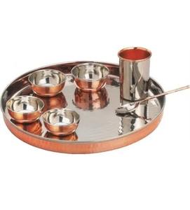 Bols d'assiette de créateur de haute qualité ensemble de dîner en cuivre indien traditionnel ensemble Thali Diwali articles cadeaux article de service de table - Product Image 1