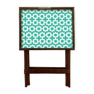 Nouvelle arrivée Table à plateau en bois de manguier imprimé au design simple Caractéristique convertible à imprimé floral bleu et blanc - Product Image 4