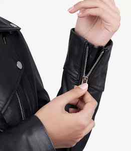 Chaquetas de cuero de moda para mujer de alta calidad Chaquetas de mujer de color marrón con cremallera estilo con su propio logotipo - Product Image 3