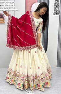 Nuevo diseñador de lanzamiento cosido Lehenga Choli Dupatta tela de algodón puro bordado secuencia trabajo para ropa de fiesta-indio pakistaní - Product Image 3