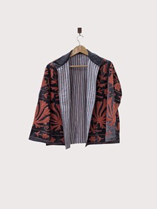 Floral Embroidered <b>Velvet</b> <b>Jacket</b> Mandarin Collar Full Sleeve Women's Casual Outerwear Autumn Wear - Product Image 3