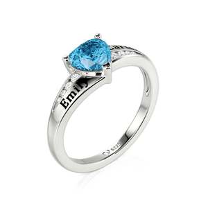 Bague de fiançailles en forme de cœur gravée sur mesure - Plaqué or rose rhodié ou or 18 carats - Product Image 2