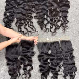 High Quality Natural Wavy Human Hair Extensions Single Weft 6x6 HD <b>Lace</b> <b>Closure</b> Wigs Raw Vietnamese for Women Direct Vendors - Product Image 5