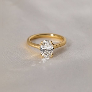 แหวนหมั้นเพชรโมอิสซาไนต์ทรงรีคลาสสิก ทอง เงิน แพลตตินัม เครื่องประดับเจ้าสาว โรงงานผลิตโดยตรง ขายส่ง - Product Image 2